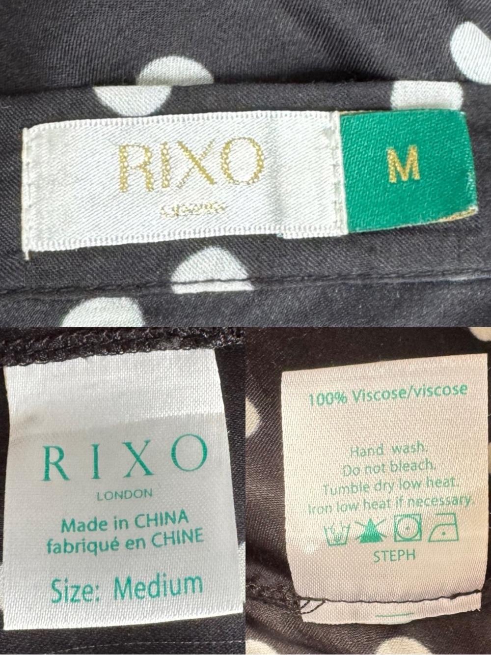 Rixo Georgia Midi Skirt in  Pearl Spot Mono Black & White Polkadot Medium - Picture 9 of 9